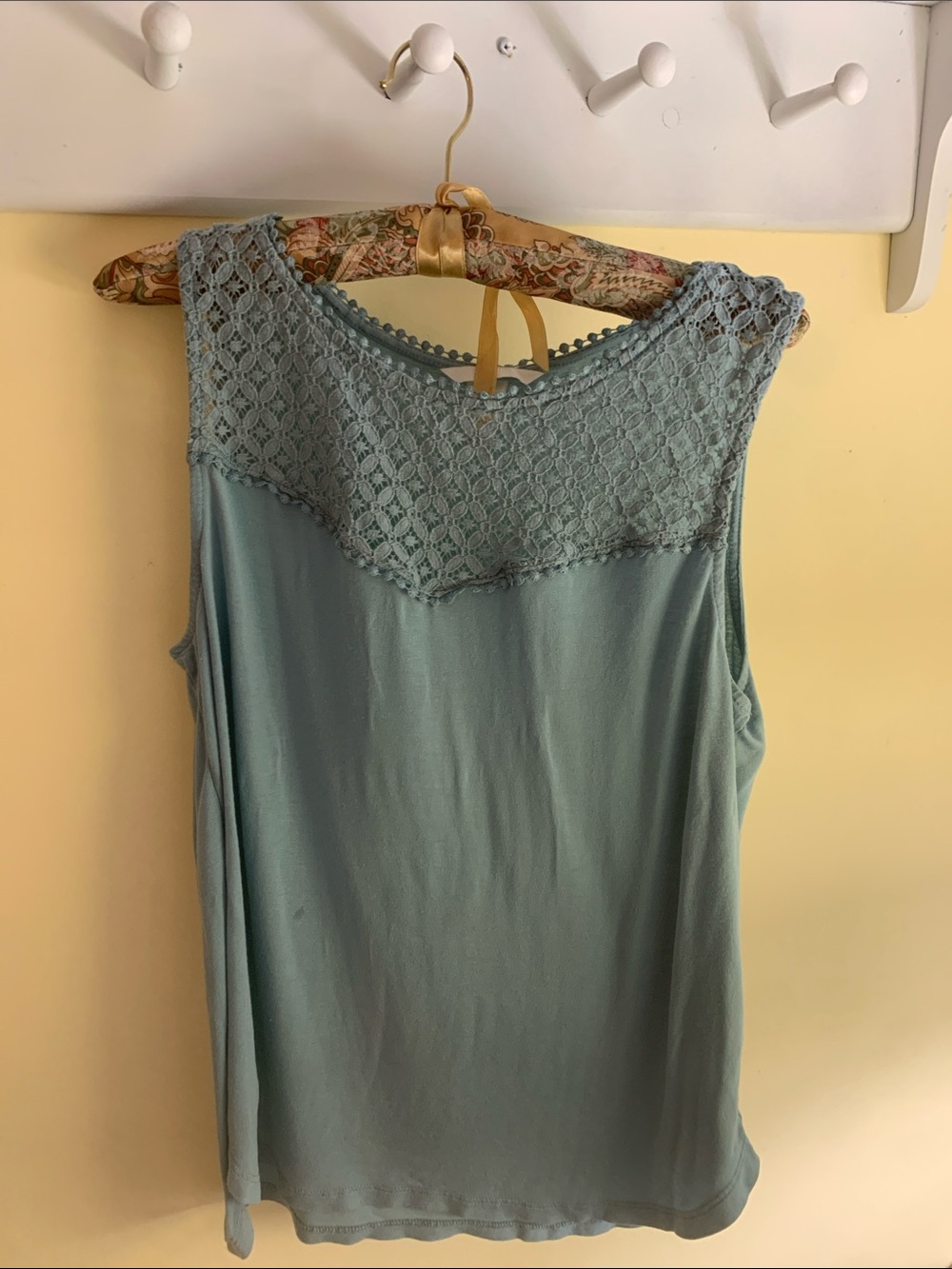 H&M Dusty Blue Lace Yoke Sleeveless Camisole